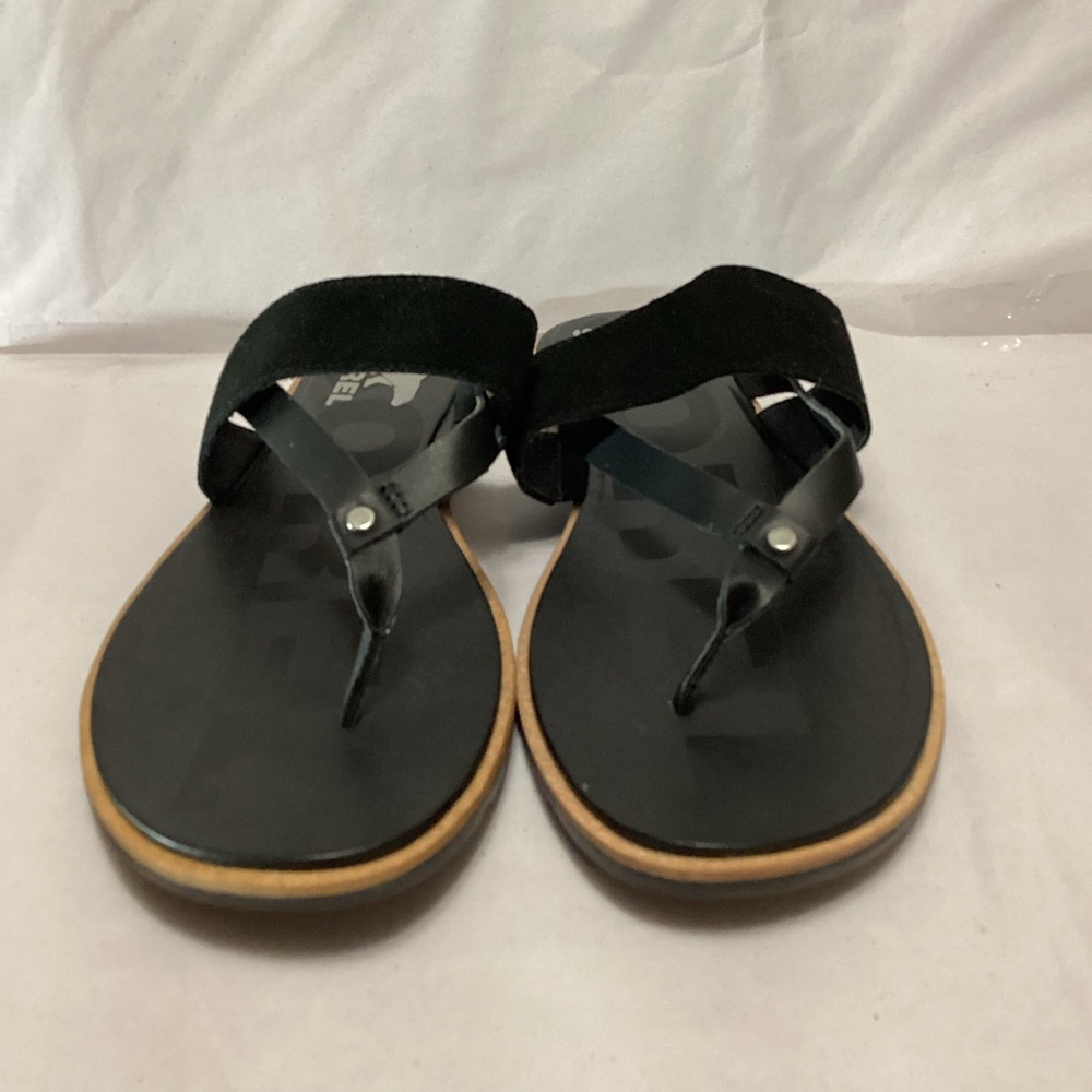 SOREL women’s Ella II easy flip sandals leather black size 11
